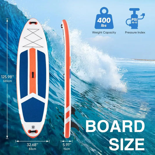Inflatable Stand Up Paddle Board w/ Premium Accessories Wide Non-Slip Comfort Deck