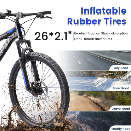 Dual Full Suspension Mountain Bike, 24/26/27.5 Inch, Unisex, 21-Speed, Disc Bicycles