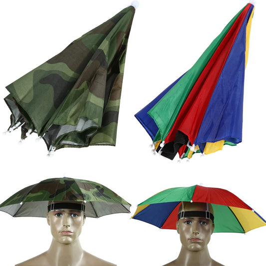 Outdoor Foldable Head Umbrella Hat, Anti-Rain, Anti-Sun, Head-Mounted Cap