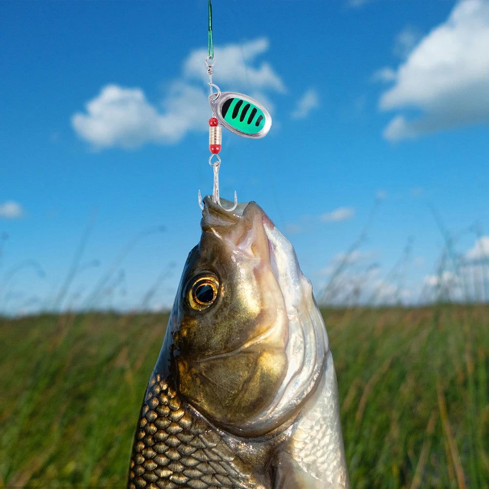 Metal Spoon Spinner Fishing Lure, Treble Hook, Wobblers, Artificial Bait for Fresh or Saltwater - 30pcs
