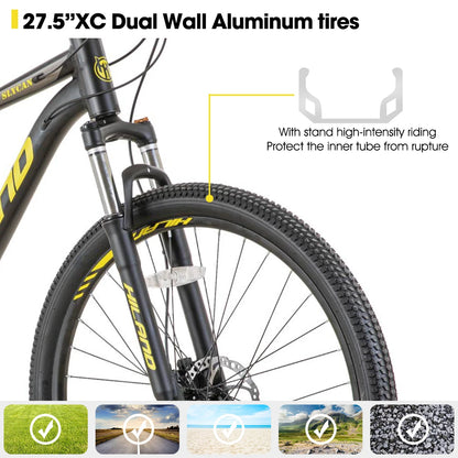 Aluminum Mountain Bike, 21 Speeds, Hydraulic Disc-Brakes, Lock-Out Suspension Fork, 27.5 inch Wheel, Men's Bike