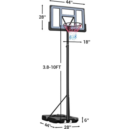 Basketball Hoop Outdoor, 3.3-10ft Adjustable Height, 40inch Shatterproof Backboard