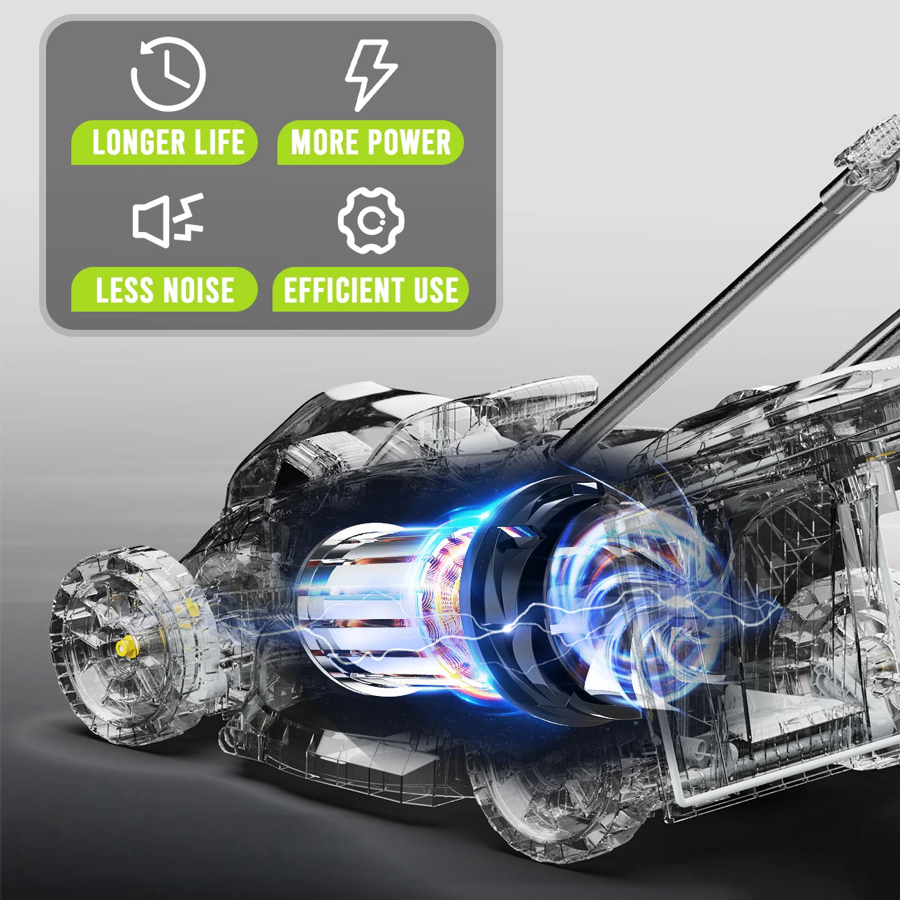 Electric Lawn Mower, Lightweight Cordless Mower, 13" Brushless w/ 21V 4.0Ah Battery and Charger