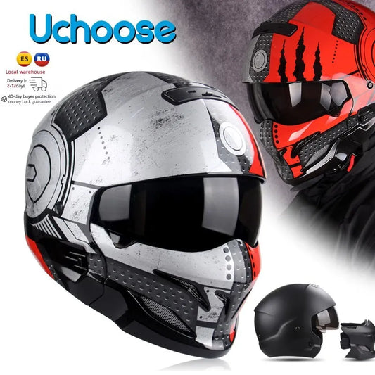 Multi-Purpose Combination Detachable Helmet, DOT Certified, Motorcycle Half Predator Helmet