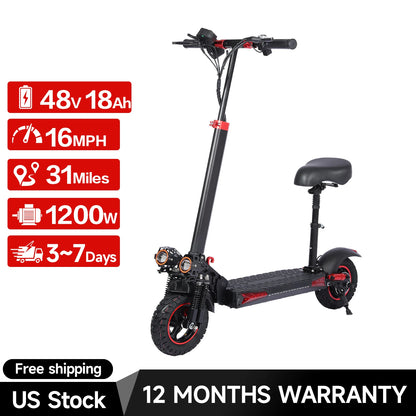 Adult 800W, 48V Battery, Electric Skateboard, 10 Inch Tire Electric Foldable Scooter