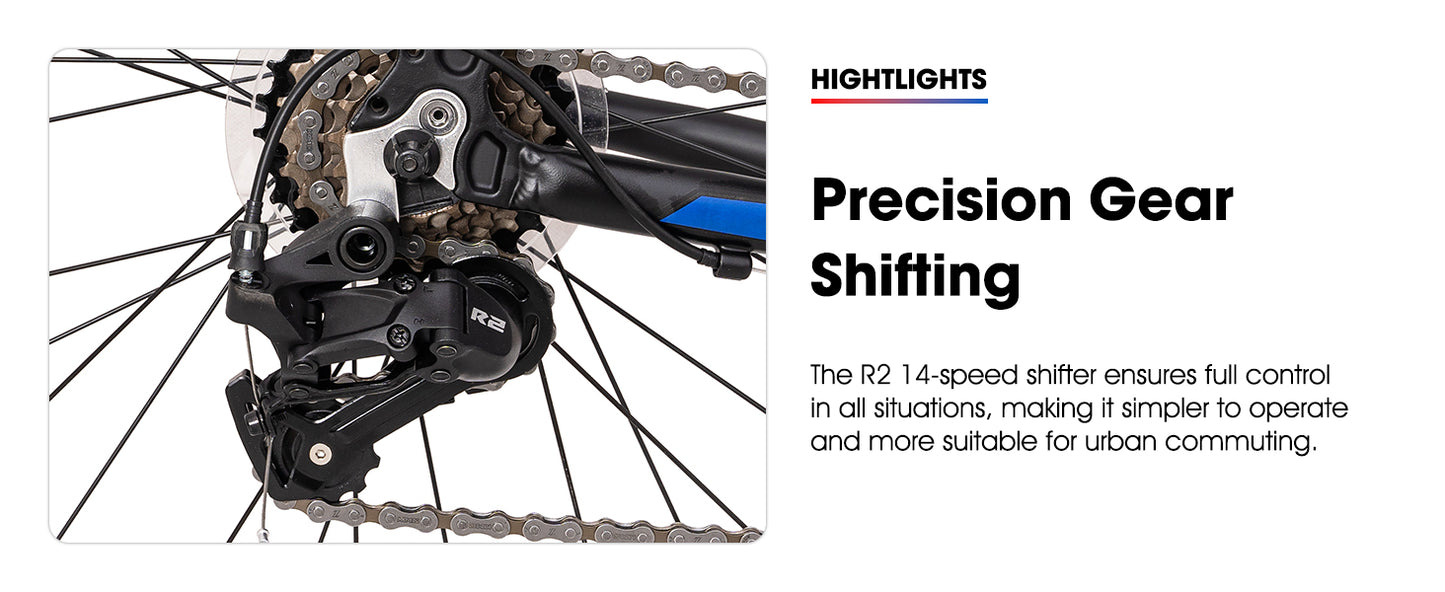 700c Road Bike, 14 Speeds, Lightweight Aluminum Frame, Racing or Road Bike, Unisex